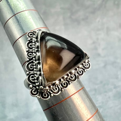 【ガウリシャンカール産】天然ヒマラヤスモーキークォーツ シルバー925デザインリング/GauriShankar Smoky Quartz Silver925 Design Ring