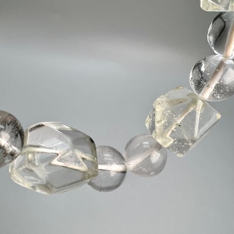 【カイラス産】"手磨き"天然ヒマラヤ水晶デザインブレスレット/Kailash Himalayan Quartz Design Bracelet