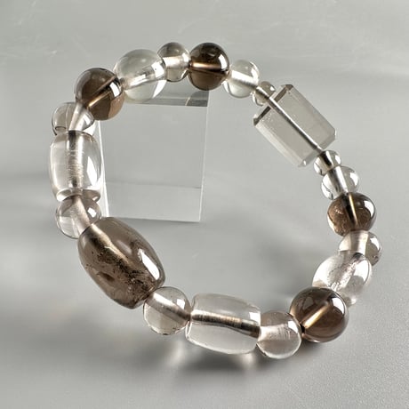 ガウリシャンカール産"手磨き加工"天然ヒマラヤスモーキークォーツ デザインブレスレット Gaurishankar SmokyQuartz Design Bracelet