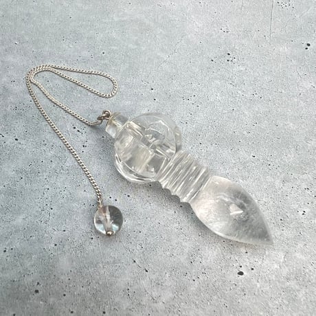 【ガネッシュヒマール産】天然ヒマラヤ水晶"手磨き加工"ペンデュラム(バジュラ.プルバ)/Ganesh Himal Himalayan Quartz Pendulum(vajra Phurba)