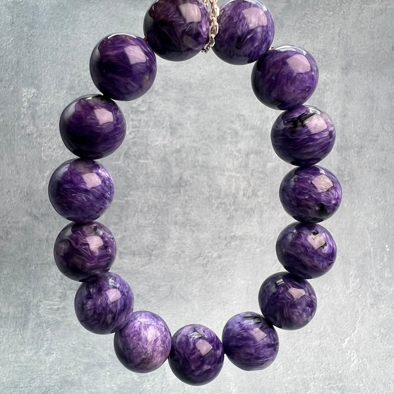チャロアイトブレスレット14mm内径17cm/Charoite Bracelet | 【RUN