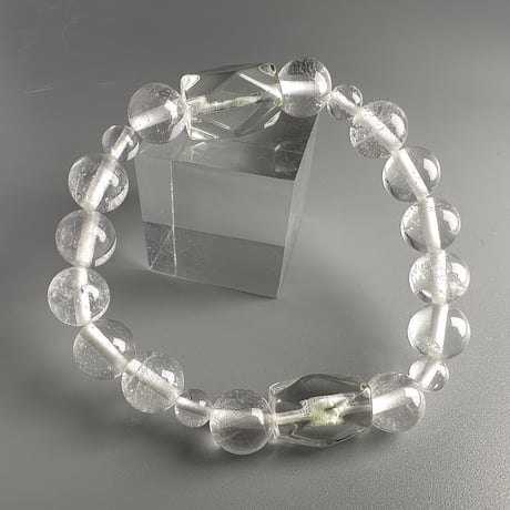 【デザインブレスレット】カイラス産＋アンナプルナ産"手磨き加工"天然ヒマラヤ水晶/Kailash + Annapurna Himalayan Quartz  Design Bracelet