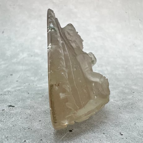 【ガウリシャンカール産】天然ヒマラヤレモンスモーキークォーツ "ホワイトターラ"仏像/Gaurishankar Himalayan Lemon Smoky "Green Tara"Statue