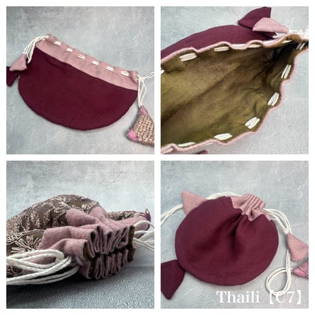 "Thaili" handmade in Nepal🇳🇵C-①〜⑧ "タイリ(巾着袋)"ネパール産ハンドメイド