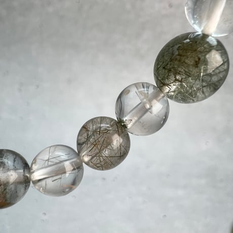 【ガネッシュヒマール産】アクチノライトイン天然ヒマラヤ水晶デザインブレスレット/Ganesh Himal Actinolite in Himalayan Quartz Design Bracelet