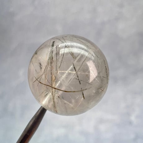 【ガネッシュヒマール産】アクチノライトイン天然ヒマラヤ水晶ビーズ⑤/Ganesh Himal Actinolite in Himalayan Quartz beads