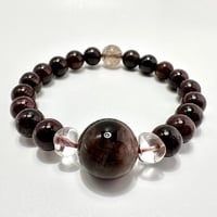【デザインブレスレット】ネパールガーネット×ガネッシュヒマール産アクチノライトイン天然ヒマラヤ水晶/Nepal Garnet×GaneshHimal Actinolite in Beads