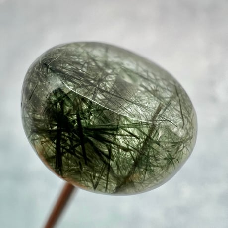 【ガネッシュヒマール産】アクチノライトイン天然ヒマラヤ水晶 タイヤ型ビーズ⑤/Ganesh Himal Actinolite in Himalayan Quartz Tire beads