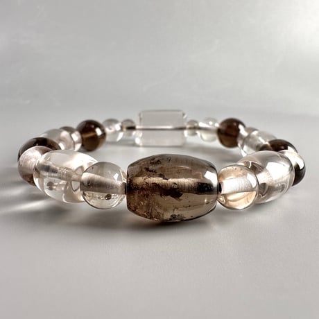 ガウリシャンカール産"手磨き加工"天然ヒマラヤスモーキークォーツ デザインブレスレット Gaurishankar SmokyQuartz Design Bracelet