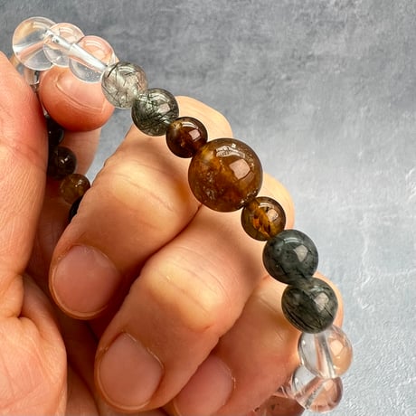 【デザインブレスレット】ネパール産ヒマラヤドラバイト&ハニートルマリン×ガネッシュヒマール/Nepal Himalayan Tourmaline×Ganesh Bracele