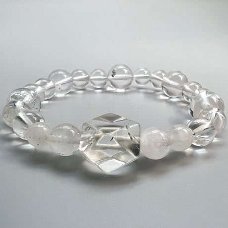 【カイラス産】"手磨き"天然ヒマラヤ水晶デザインブレスレット/Kailash Himalayan Quartz Design Bracelet