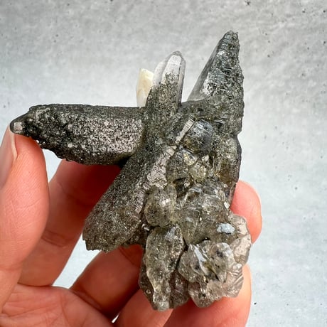 【ガネッシュヒマール産】クローライトイン天然ヒマラヤ水晶クラスター/Ganesh Himal Chlorite in Himalayan Quartz Cluster