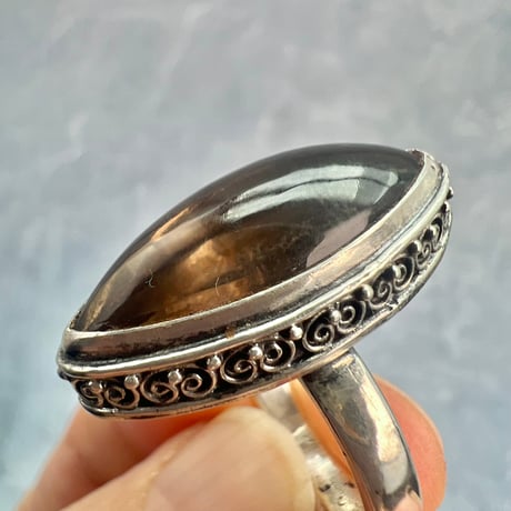 【ガウリシャンカール産】天然ヒマラヤスモーキークォーツ シルバー925デザインリング/GauriShankar Smoky Quartz Silver925 Design Ring