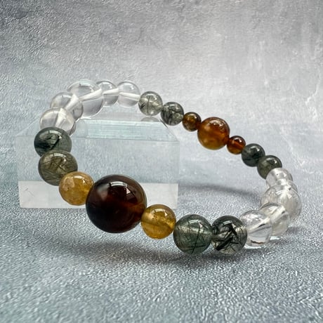 【デザインブレスレット】ネパール産ヒマラヤドラバイト&ハニートルマリン×ガネッシュヒマール/Nepal Himalayan Tourmaline×Ganesh Bracele