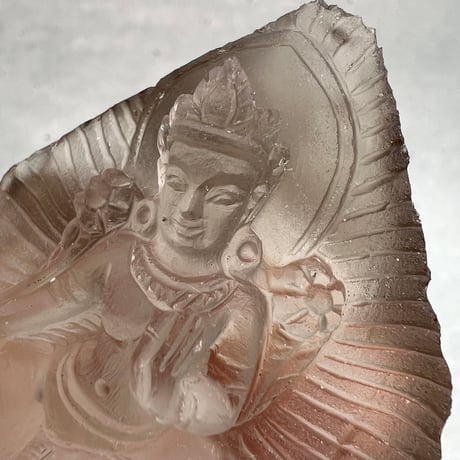 【ガウリシャンカール産】天然ヒマラヤスモーキークォーツ "グリーンターラ"仏像/Gaurishankar HimalayanSmoky "Green Tara"Statue