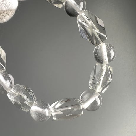 【デザインブレスレット】カイラス産＋アンナプルナ産"手磨き加工"天然ヒマラヤ水晶/Kailash + Annapurna Himalayan Quartz  Design Bracelet