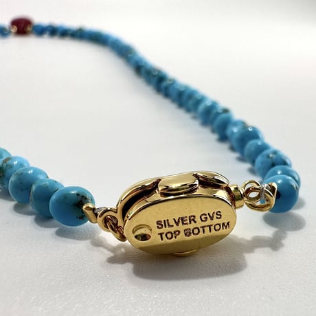 スリーピングビューティーターコイズ&ルビー デザインネックレス/Sleeping Beauty Turquoise&Ruby Desig Necklace②