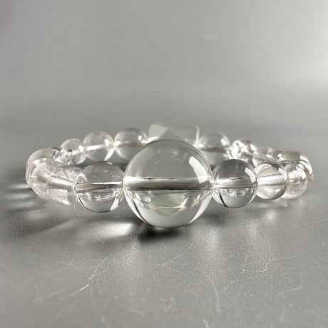 【カイラス産】"手磨き"天然ヒマラヤ水晶 デザインブレスレット/Kailash Himalayan Quartz Design Bracelet