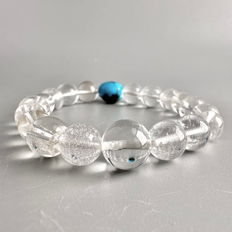 スリーピングビューティーターコイズ＋カイラス産"手磨き"天然ヒマラヤ水晶 デザインブレスレット /Sleeping Beauty Turquoise+Kailash Himalayan Quartz