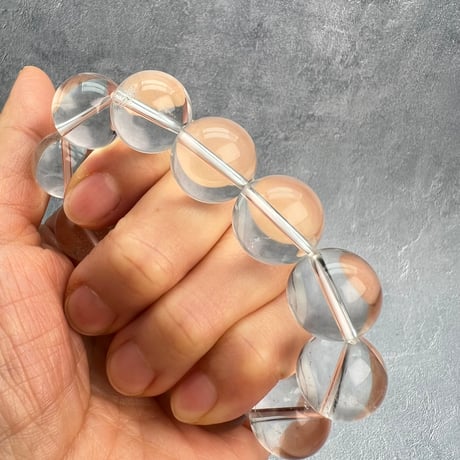 【カイラス産】"手磨き"天然ヒマラヤ水晶ブレスレット16mm内径15cm弱/Kailash Himalayan Quartz Bracelet