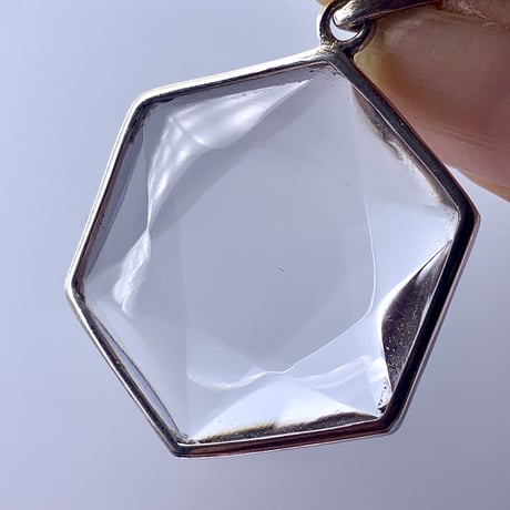 【ガネッシュヒマール産】天然ヒマラヤ水晶ヘキサゴン六芒星 S/Vペンダントトップ