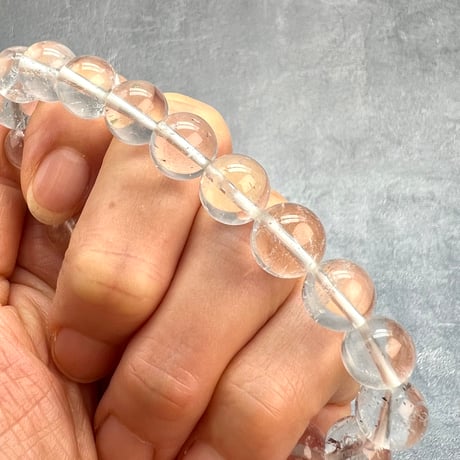 【ガネッシュヒマール産】天然ヒマラヤ水晶ブレスレット9.6~10.3mm内径17.5cm/Ganesh Himal Himalayan Quartz Bracelet