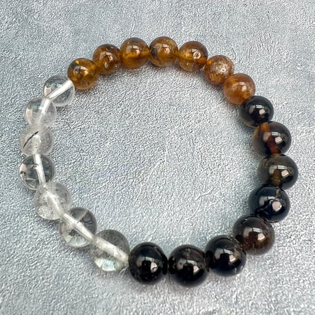【デザインブレスレット】ネパール産ヒマラヤドラバイト&ハニートルマリン×ガネッシュヒマール/Nepal Himalayan dravite tourmaline×Ganesh Bracelet