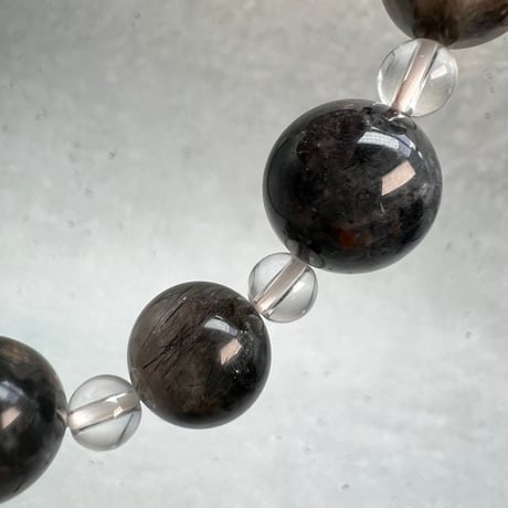 【ガネッシュヒマール産】アクチノライトイン天然ヒマラヤ水晶デザインブレスレット/Ganesh Himal Actinolite in Himalayan Quartz Design Bracelet