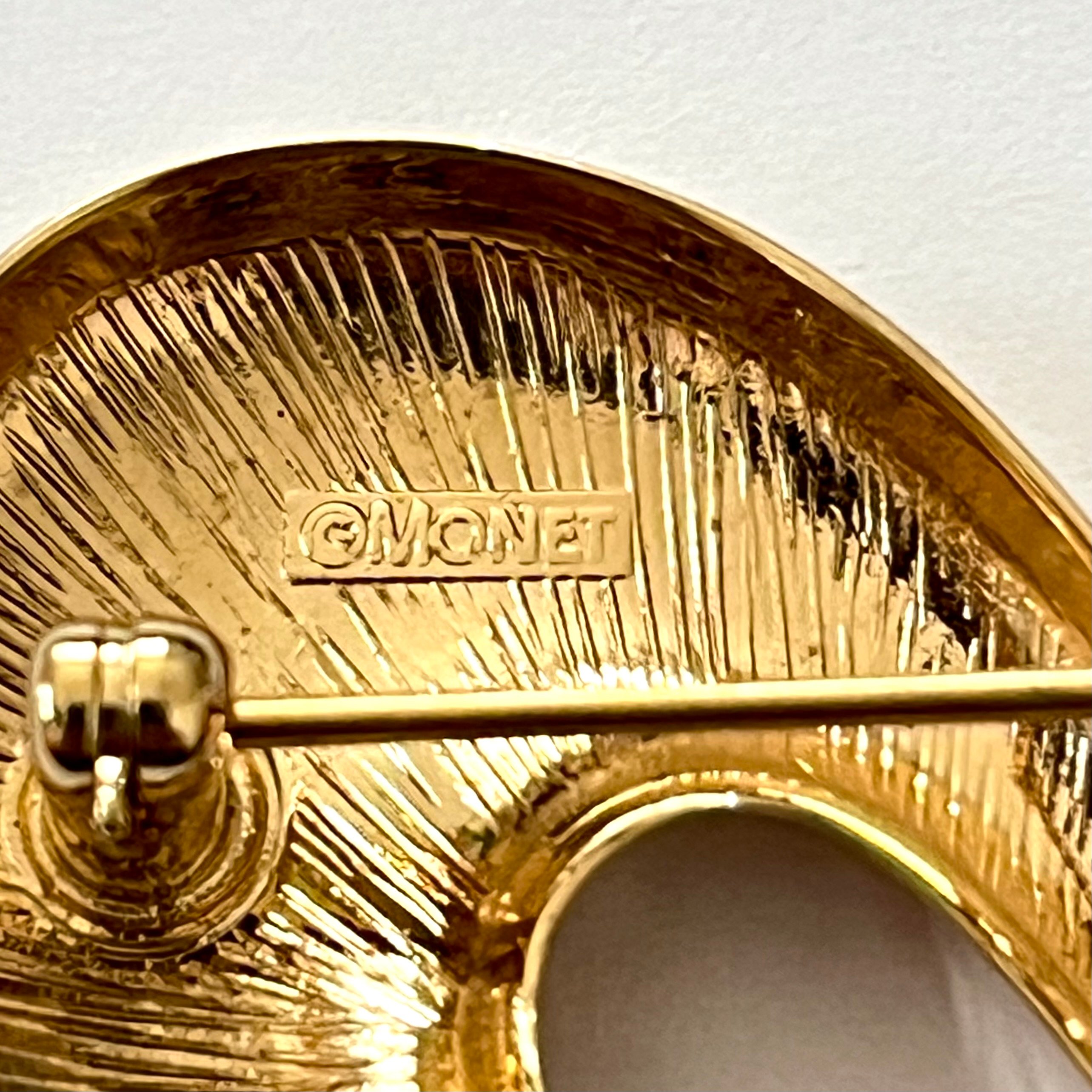 MONET VINTAGE チェリー リーフモチーフ ストーン装飾 ピンブローチ original