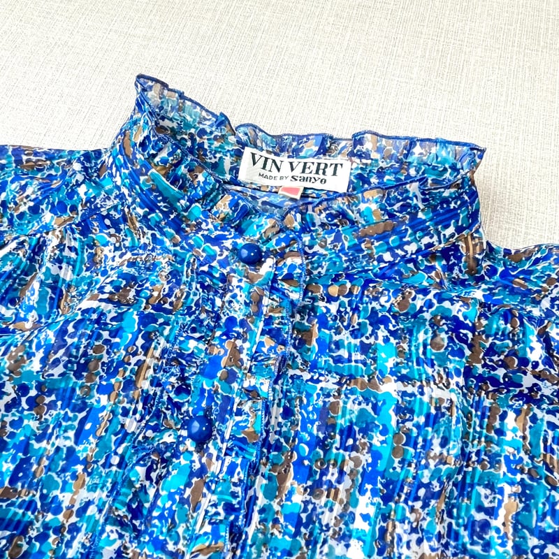 VINVERT Sanyo レトロ ブラウス ブルー系マルチカラー | ルゴワ屋
