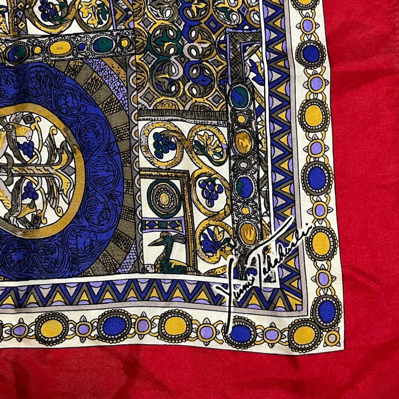 レトロ ヴィンテージスカーフ ボタニカル 幾何学 シルク | ルゴワ屋