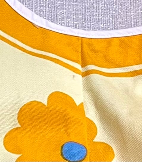 ピエールカルダン 昭和レトロ ヴィンテージ エプロン イエロー 花模様