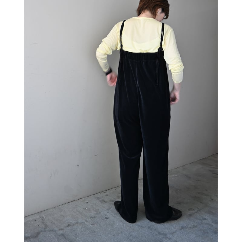 me. cotton velours サロペット - night black | YOCA