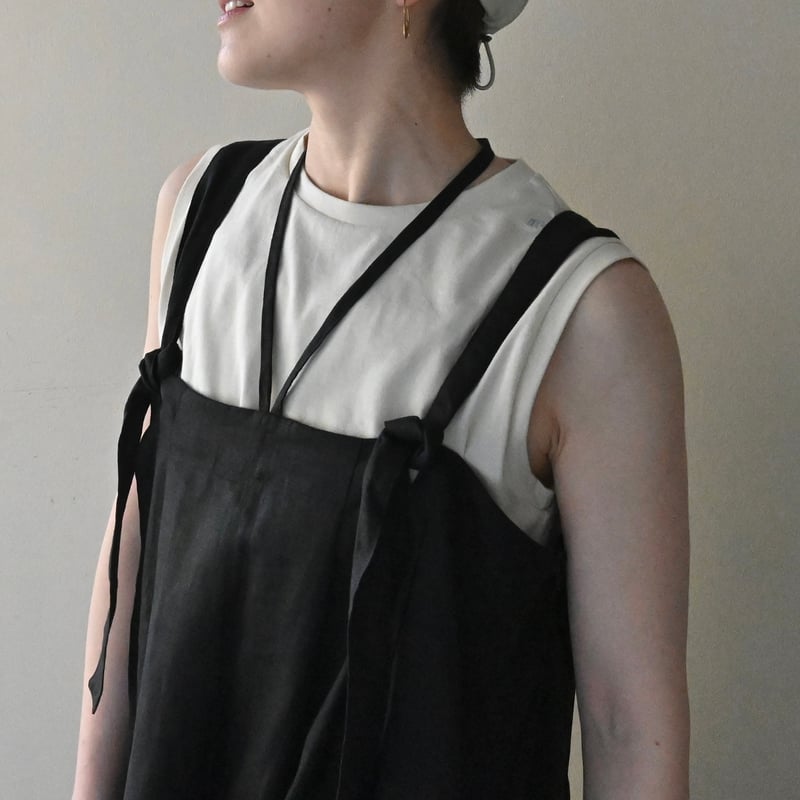 HARE ブラック 半袖オーバーオール　ベルトあり RIPSTOP OVERALLS - Black | IDOUT