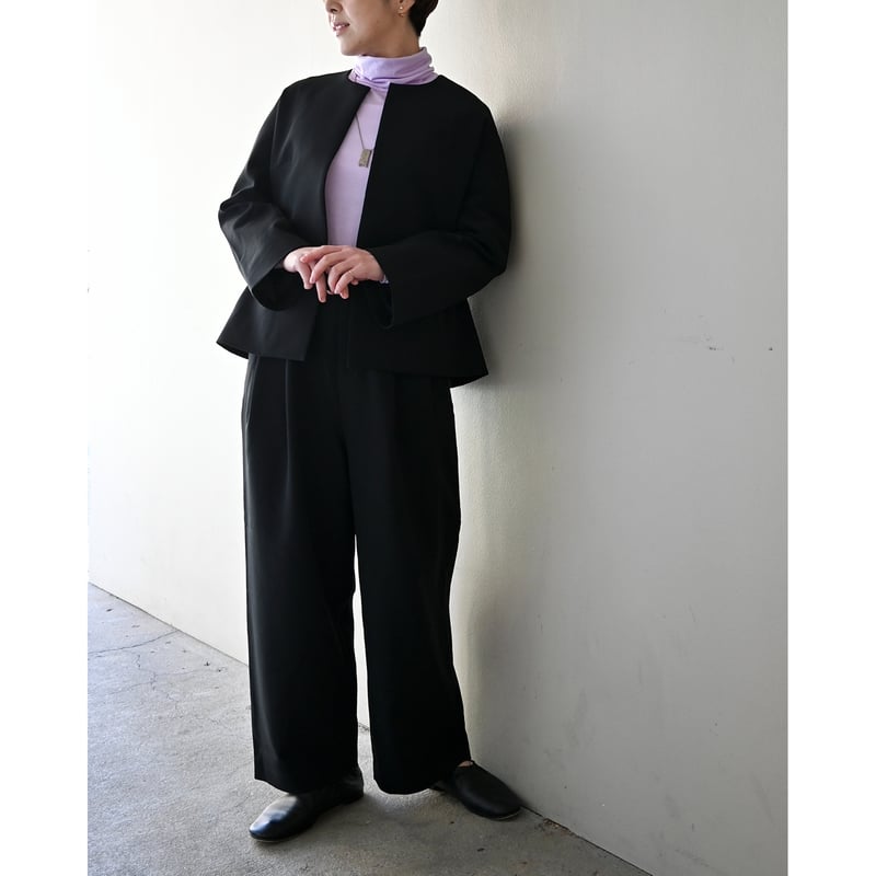 TRAVAIL MANUEL Wクロス 2タックトラウザーズ - Black | YOCA