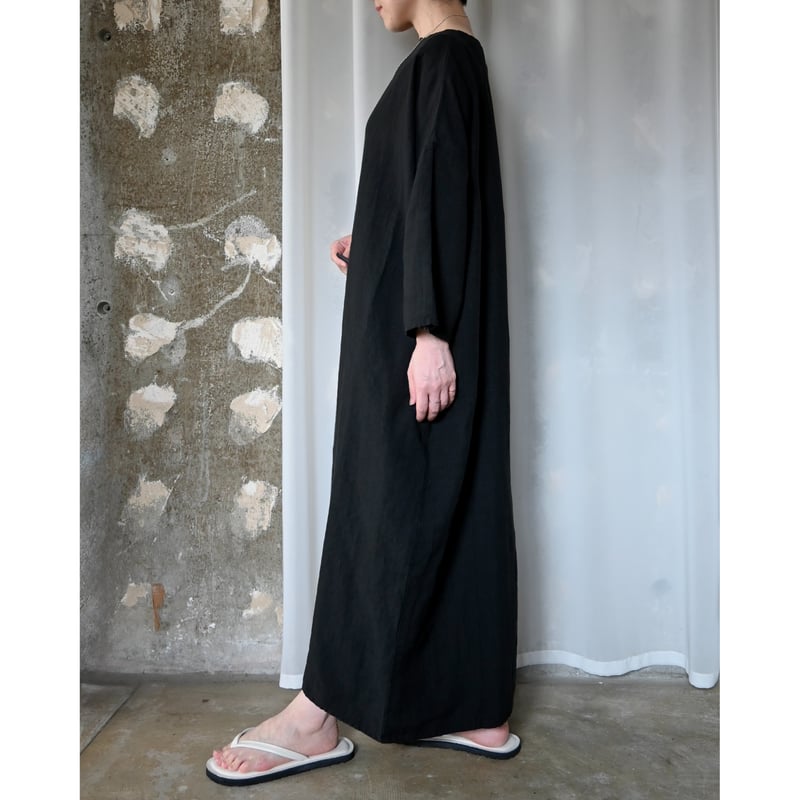 TRAVAIL MANUEL フレンチリネンキャンバス 7分袖ロングワンピース | YOCA