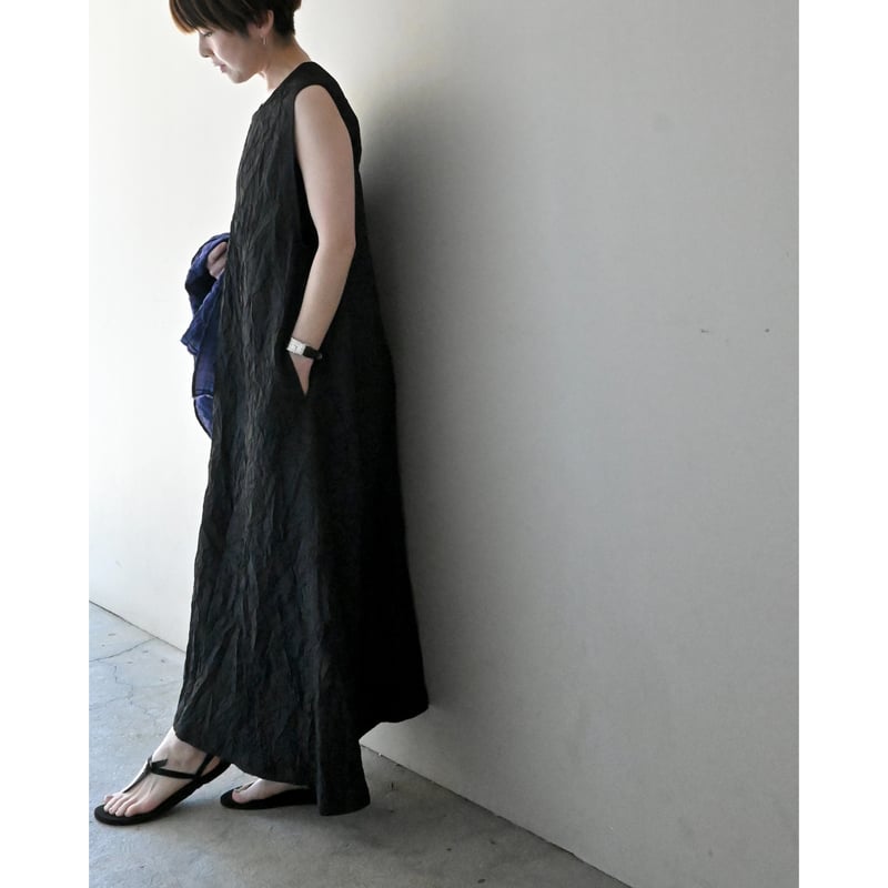 完売‼︎定番【Honneteオネット】Vネックワイドドレス　ポーランド製 Honnete (オネット) Sleeveless V Wide Dress / スリーブレスV