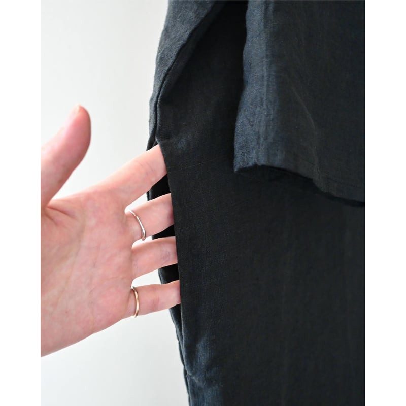 TRAVAIL MANUEL フレンチリネンキャンバス 7分袖ロングワンピース | YOCA