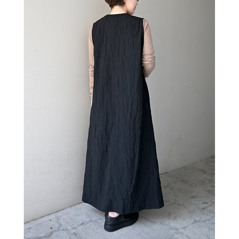 Honnete Sleeveless V Wide Dress / Vネックワンピース - B