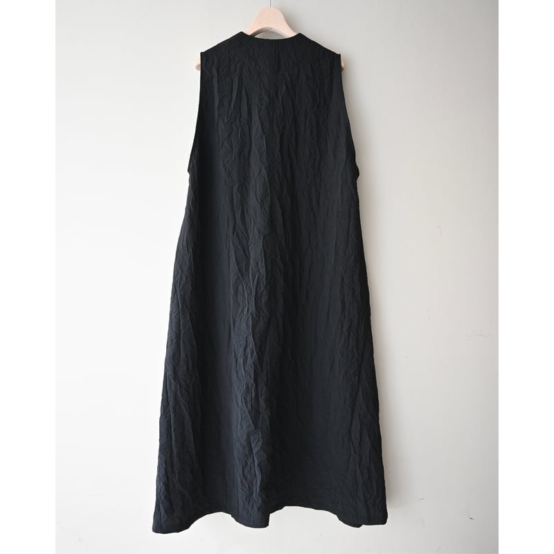 Honnete Sleeveless V Wide Dress / Vネックワンピース - B