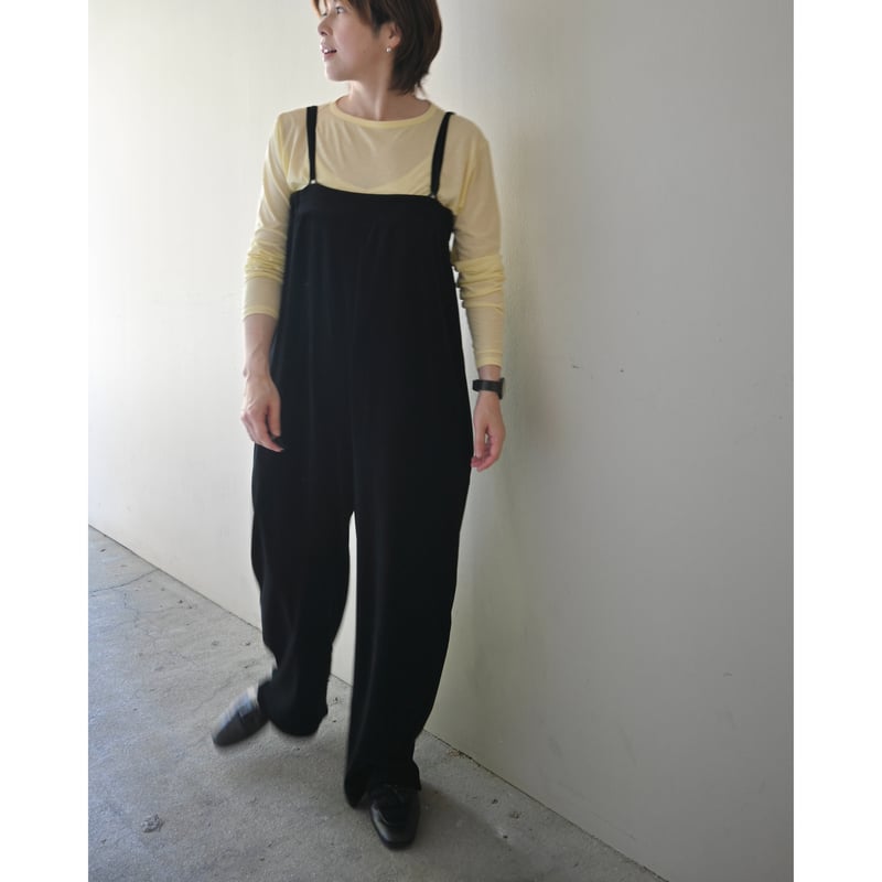 45R☆コットンウールコーデュロイのサロペット/ブラック♪ me. cotton velours サロペット - night black | YOCA