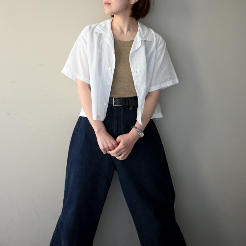 Nigel Cabourn Lybro フランキーズシャツ50 青 半袖コットン コリンボ 【バークリープルオーバーシャツ 半袖 ＜インディゴ