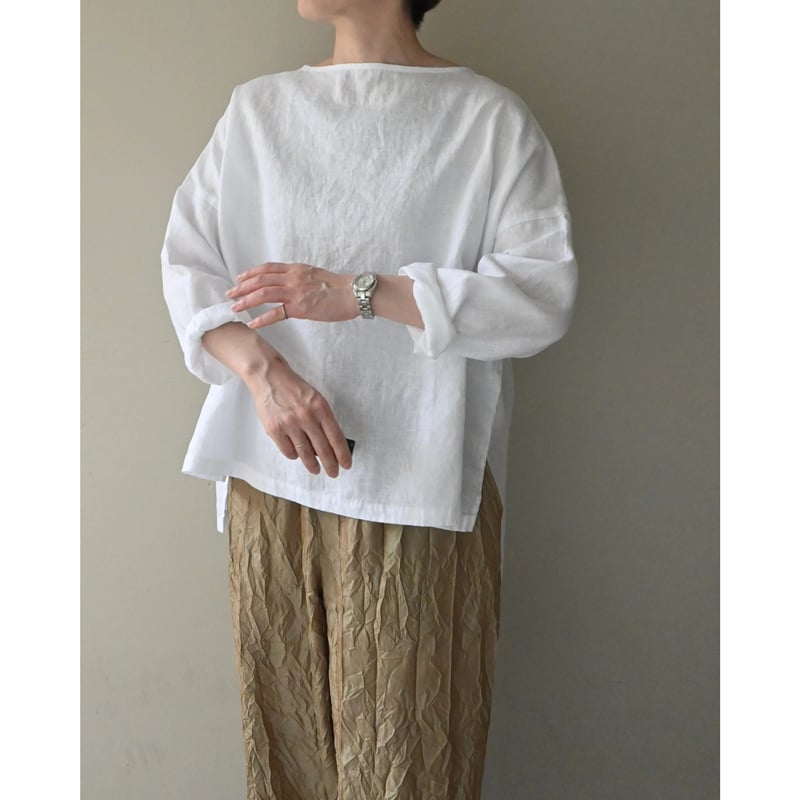 TRAVAIL MANUEL タイディリネン ボートネックTブラウス | YOCA