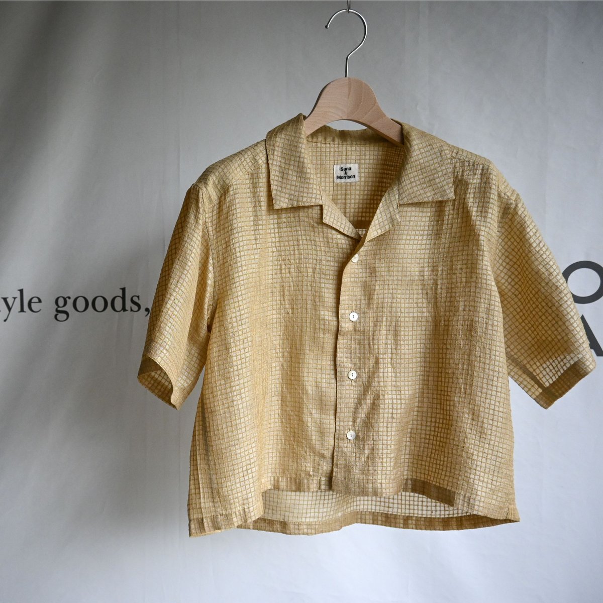 スノアンドモリソン　Silk Plaid Bowler Shirts ベージュ fit=scale-down,w=1200