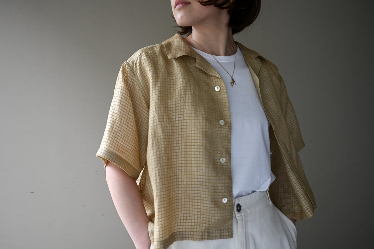 スノアンドモリソン Silk Plaid Bowler Shirts ベージュ fit=scale-down,w=1200