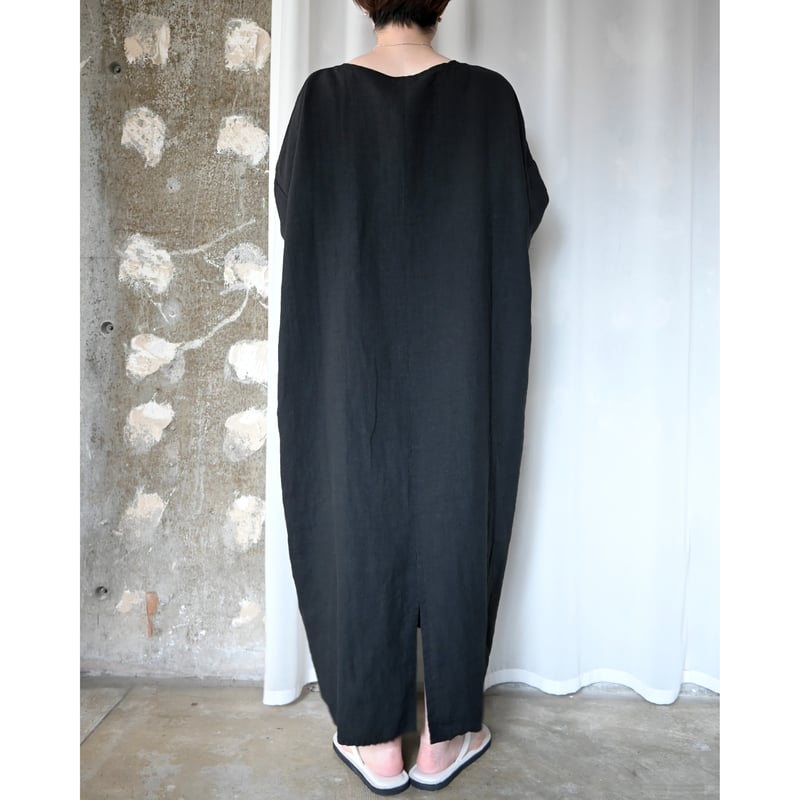 TRAVAIL MANUEL フレンチリネンキャンバス 7分袖ロングワンピース | YOCA