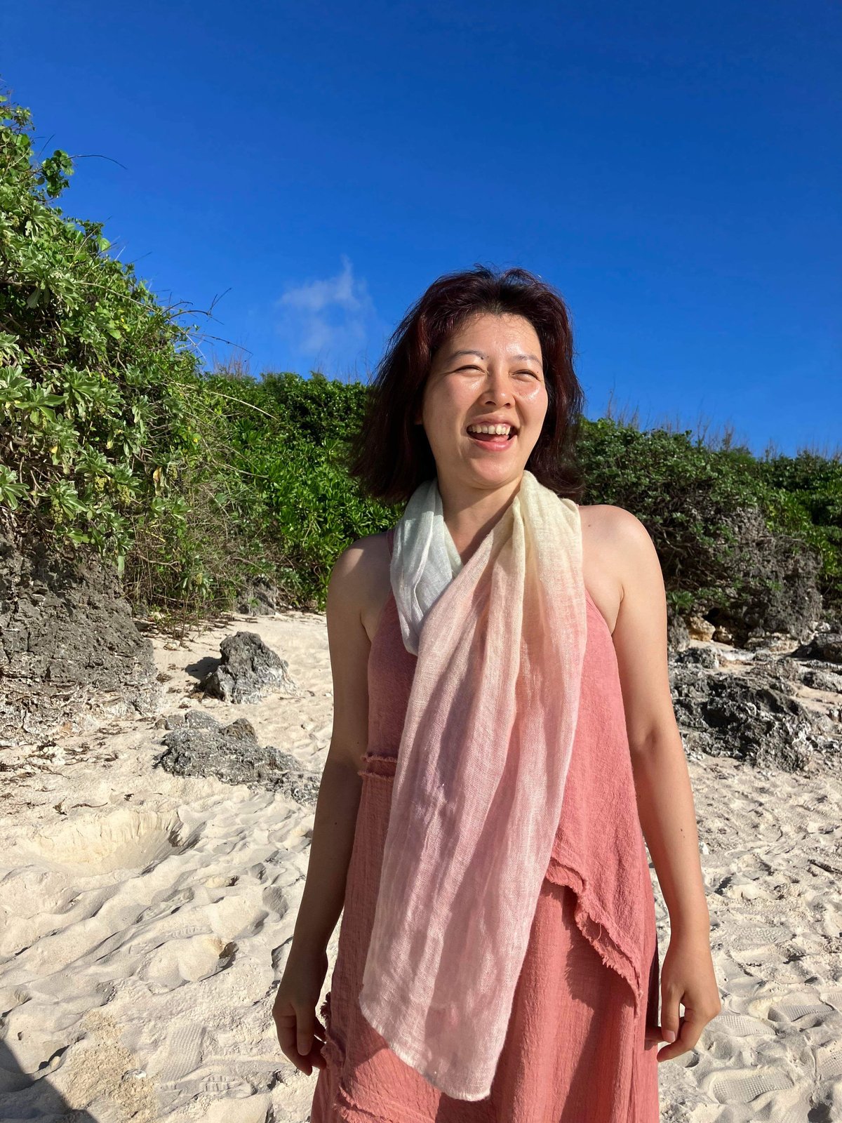 ◇美しい艶☆竹布大判ストール◇ ～100%オーガニックすくも使用 醗酵