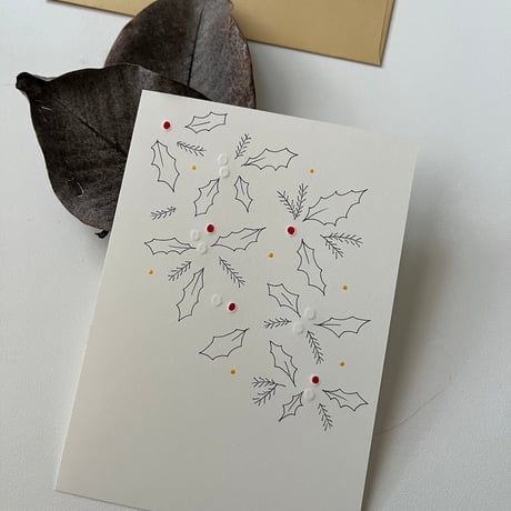 MIKAMON drawing chrismas card "holly"