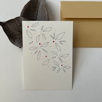 MIKAMON drawing chrismas card "holly"