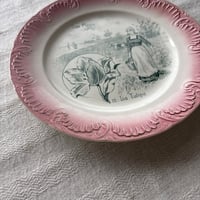 フランスアンティーク　Digoin製　デザート皿　チューリップ